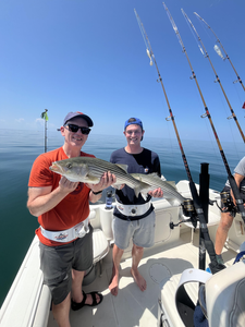 Light tackle triumph: A 19-inch Striped Bass caught as skies cleared!