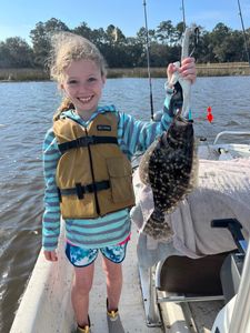 Single southern flounder, 14 inches, caught fishing in GA