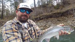 A lone rainbow trout caught while fishing in Anderson