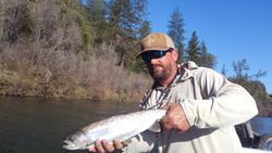 Fishing for a rainbow trout in CA