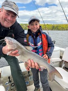 White catfish caught while fishing in Accord NY on boat with fishing rods