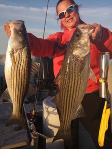 Striped bass fishing in Graford