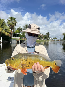 A fishing rod in the water with the location FL