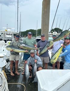 6 mahi mahi or common dolphinfish caught on fishing cruises in SC