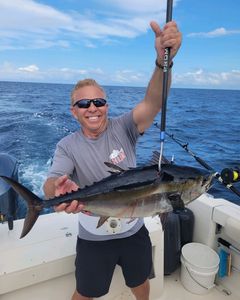 Blackfin tuna, a big 29-inch fish caught while cruising and fishing in SC