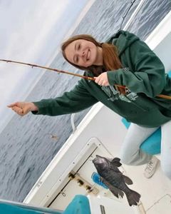 Angler catches a sea bass in GA