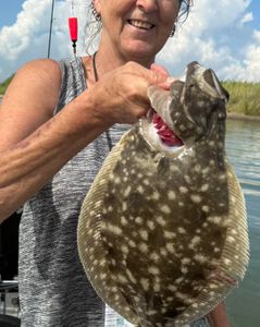 A summer flounder caught while fishing on the Bolivar Peninsula