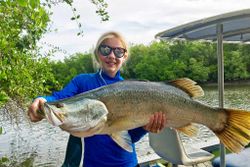 Photo of a large Barramundi fish caught while fishing in Florida