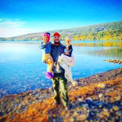 Three people exploring the outdoors in Maine