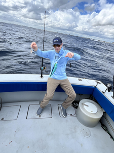 Chasing the big one on the open waters.