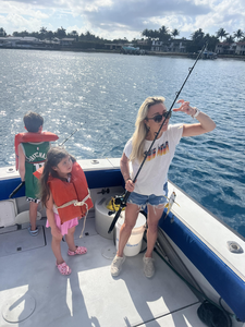 Peaceful day out on the boat reeling in the catch.