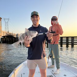 Angler with a black drum fish in New Orleans