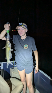 Reeling in a 17-inch Channel Catfish on a crystal-clear day!