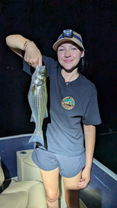 Striped bass on the line in Morristown's clear weather!