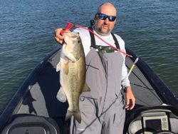 Reeling bass fish from Texas