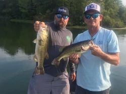Two largemouth bass caught while fishing in Alba