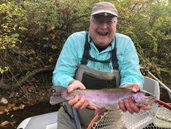 Photograph of a rainbow trout caught while fishing