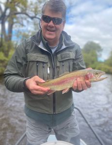 A single rainbow trout caught on a fishing trip in VT