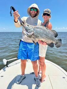 Large tripletail fish caught during fishing trip in Spanish Fort Alabama