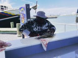 Cleaning after fishing with Capt. Kenneth of TX!