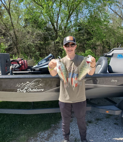Two white crappie fish caught in MO