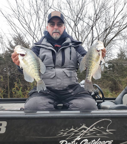 Two white crappie fish caught in Pittsburgh