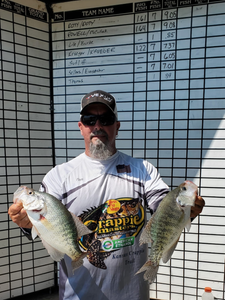 Two white crappie fish caught in Pittsburgh
