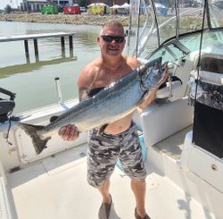 Angler with big 29-inch fish caught while fishing in Wisconsin