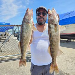 Hooking massive Walleye with Big EZ Charters