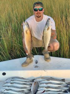 Sunset trout haul in Swansboro waters.