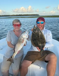 Two Southern Flounder caught while fishing in Cedar Point