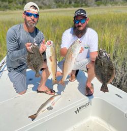 5 southern flounder and summer flounder caught fishing at Cedar Point