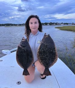 Two Southern Flounder and Summer Flounder fish caught in North Carolina