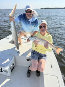 Double trouble: Redfish and Sharpnose Shark hooked in Cedar Point!