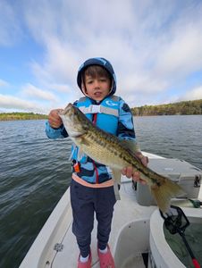 Guadalupe bass, a 22-inch freshwater fish, caught while fishing in Gainesville