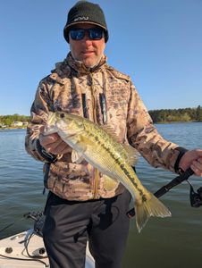 A fisherman holding a spotted bass in GA