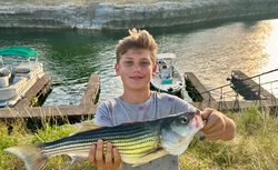Striped bass caught by fisherman in Clifton