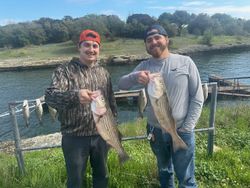 Two striped bass, 19 inches, fishing in TX