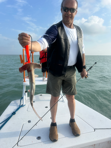 Bonnethead beauty hooked during a stormy deep sea adventure!