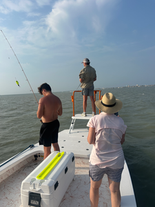 Casting lines under the partly cloudy skies of South Padre Island - a perfect day to try out some deep sea jigging techniques!
