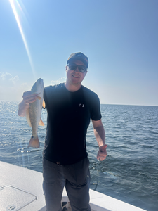 Nice redfish on light tackle! Deep sea jigging paying off in these clear conditions.