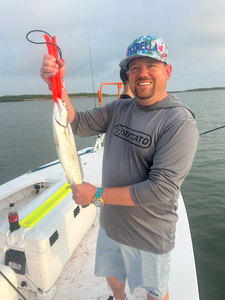 Hooked a feisty spotted weakfish on a deep sea jigging trip in South Padre Island!
