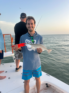 Reeled in this feisty spotted weakfish while deep sea jigging off the coast of South Padre Island!