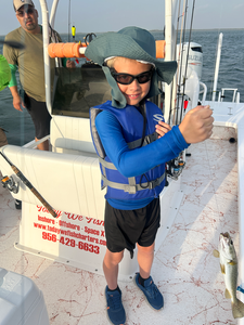 Hooked a spotted weakfish while deep sea jigging in South Padre Island, TX!