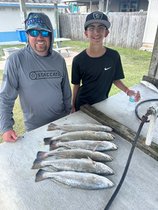 Spotted weakfish caught on a perfect partly cloudy day with the best fishing techniques!