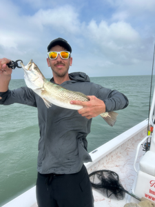 Reeled in a feisty Spotted Weakfish on a cloudy day in South Padre Island!