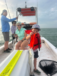 Big 37-inch Spotted Weakfish reeled in during a stormy day at sea!