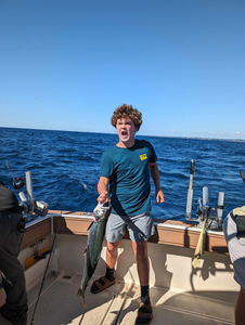 Fierce catch: vibrant Chinook salmon at sea.