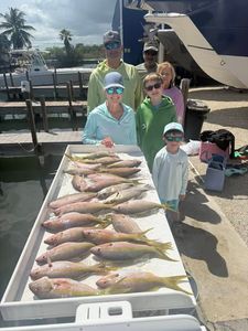 Successful yellowfin fishing trip displaying fresh catch at Little Torch Key FL marina