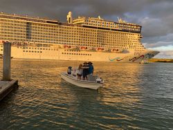 Two people fishing at Port Canaveral
